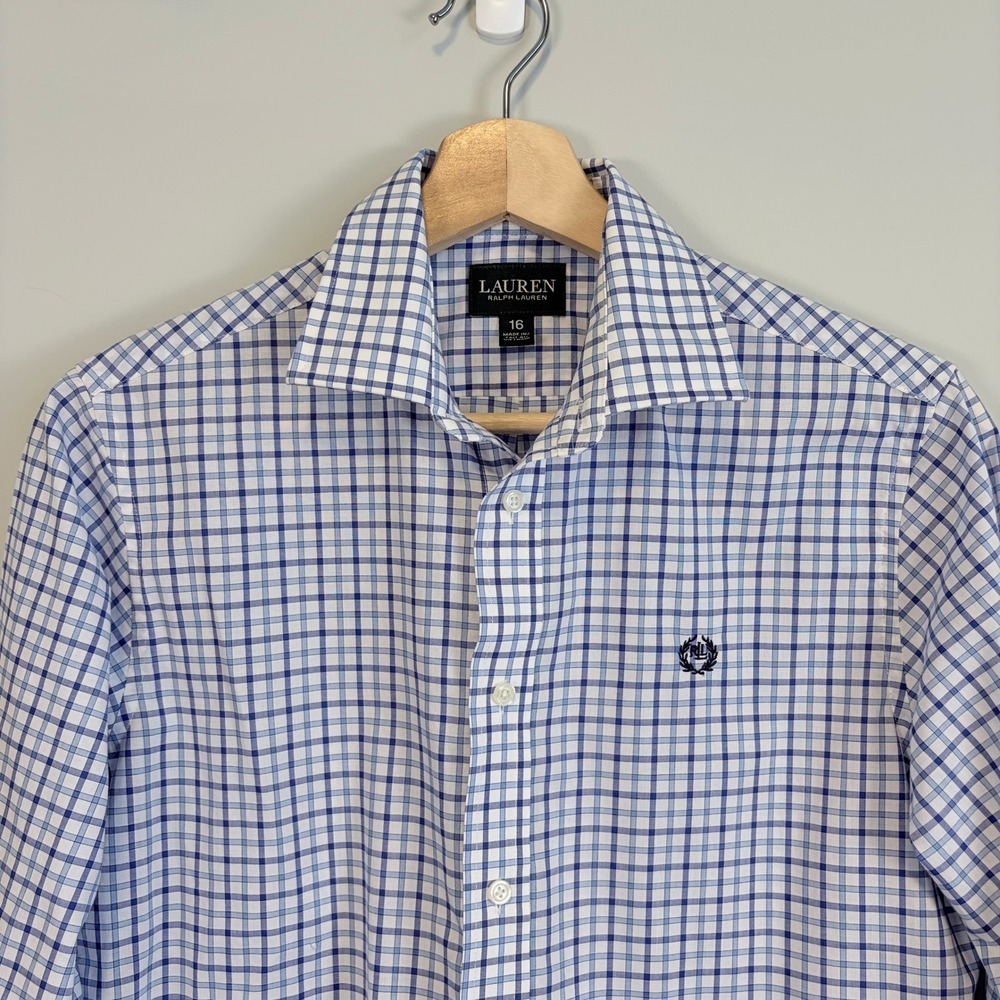 Lauren Ralph Lauren Button Down Top Plaid Preppy Old Money Nautical Women's M - Picture 4 of 13